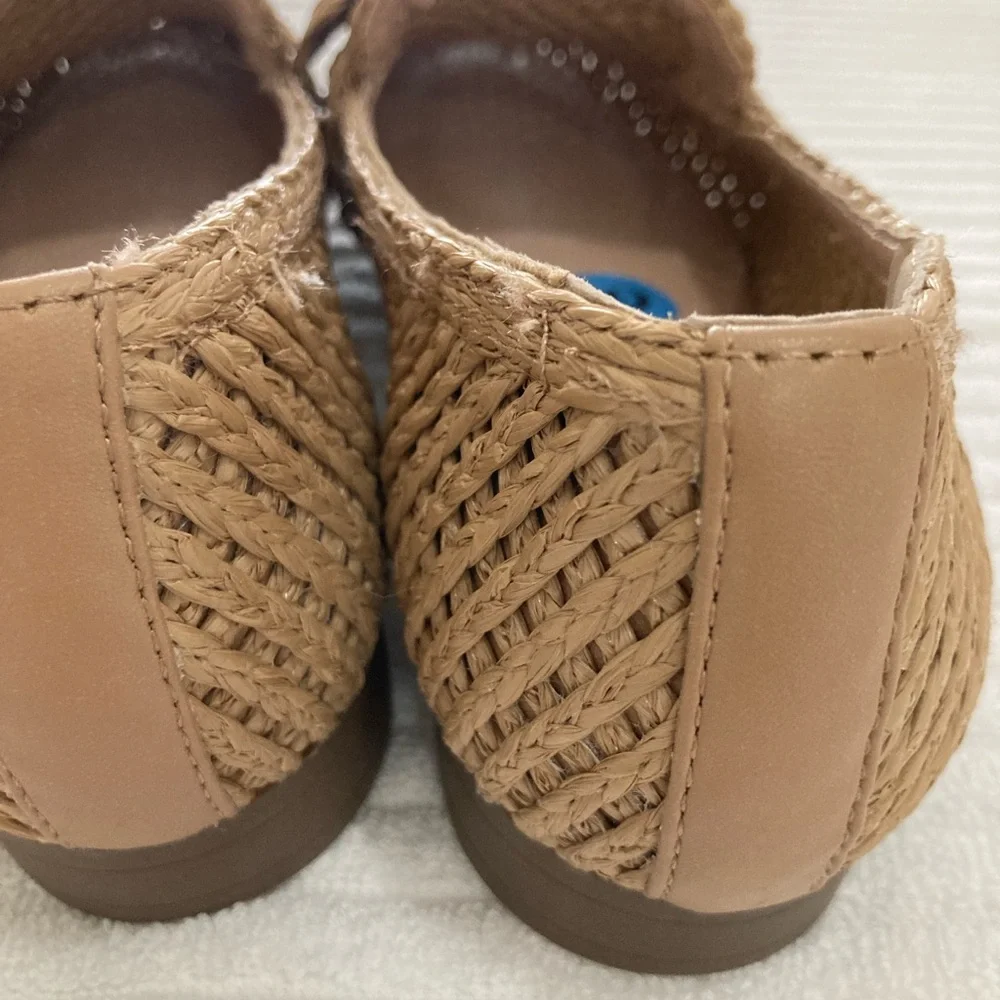Charles David Tan Woven Flats with Bow Detail